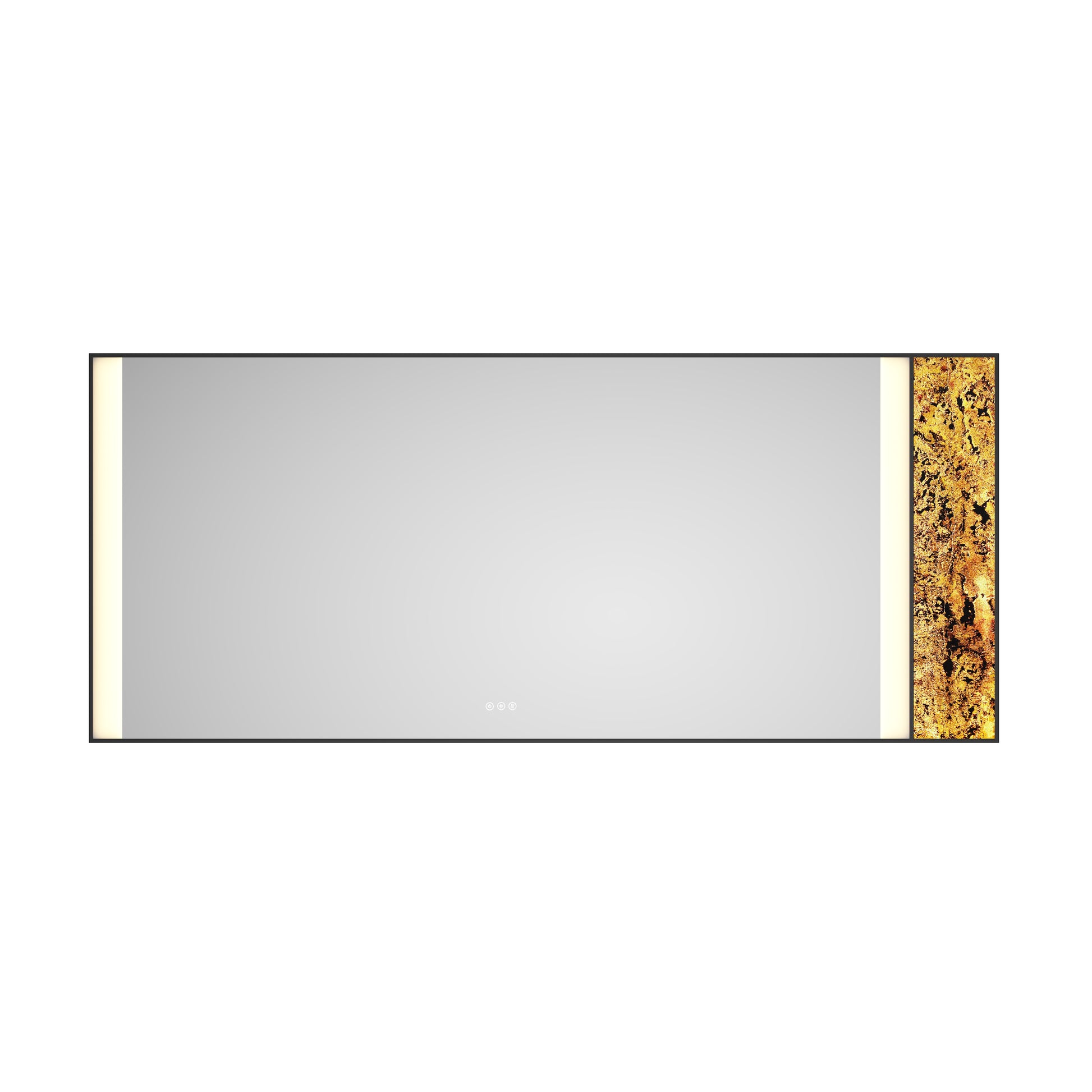 84X 36Inch Led Mirror Bathroom Vanity Mirror With Back Light, Wall Mount Anti Fog Memory Large Adjustable Vanity Mirror Natural Stone Decoration Decoration Follows Led Changes Matt Black Aluminium