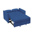 Blue Velvet Loveseat Sofa Bed Blue Wood Tufted Back Square Arms Velvet 2 Seat