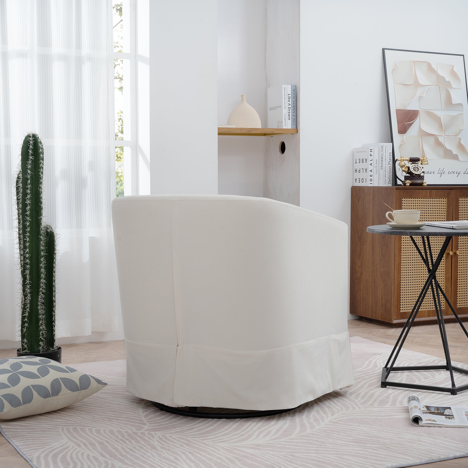 27.36" Wide Swivel Chair White Polyester