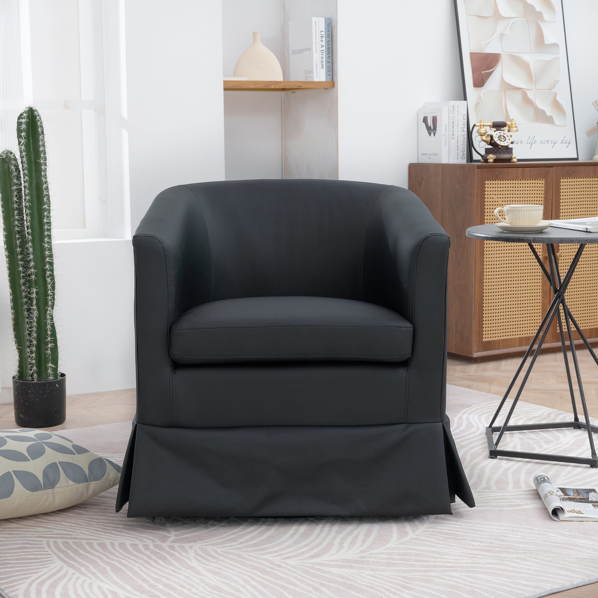 27.36" Wide Swivel Chair Black Pu Pu