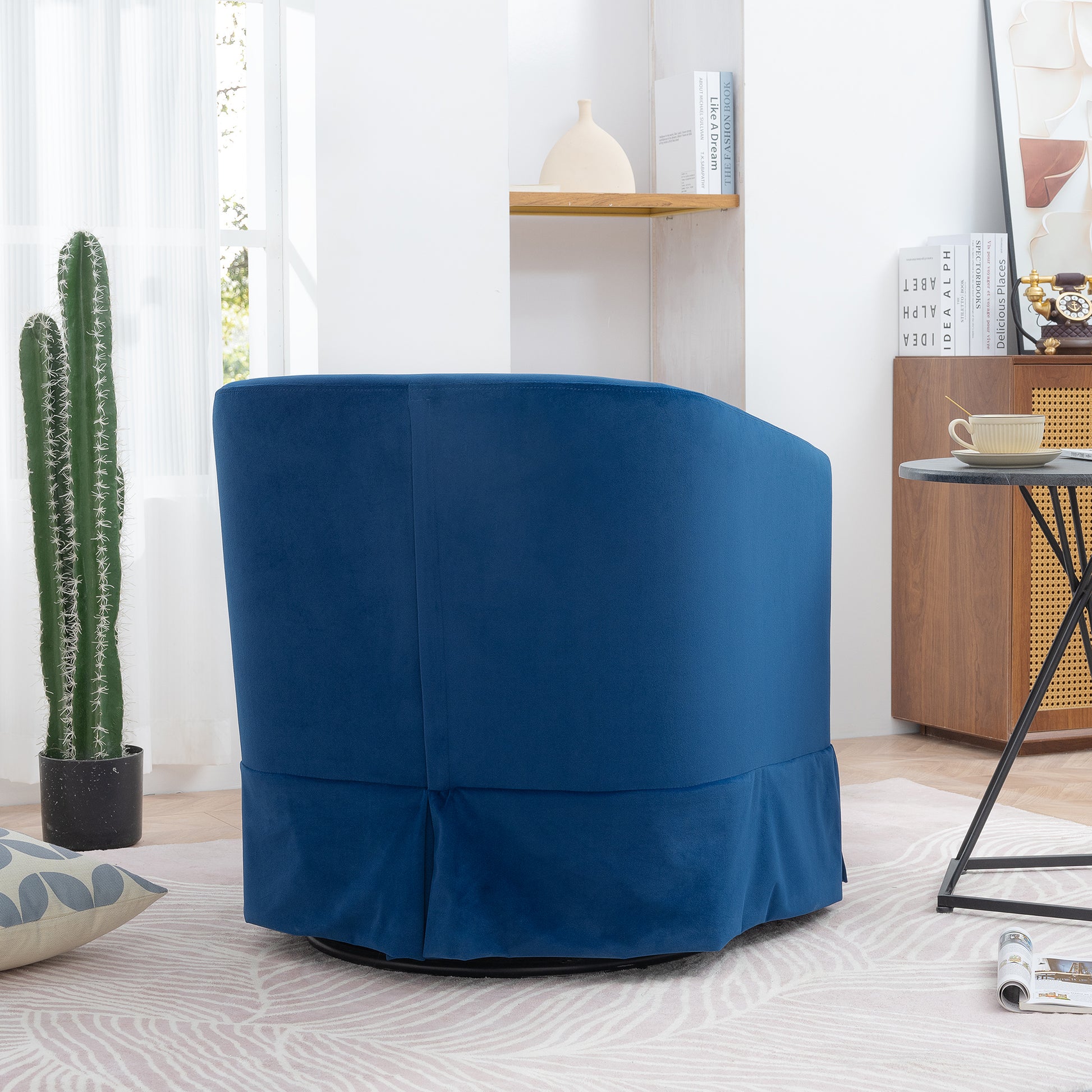 27.36" Wide Swivel Chair Blue Polyester