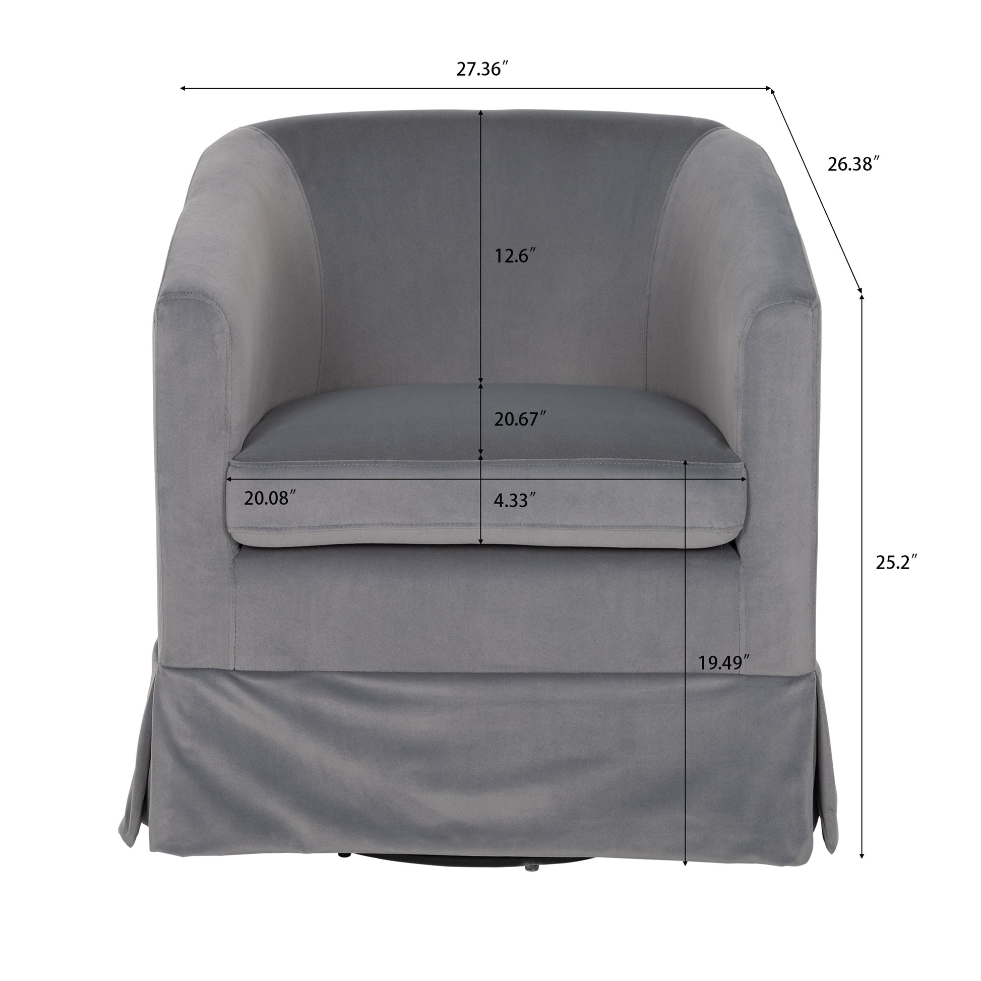 27.36" Wide Swivel Chair Gray Polyester
