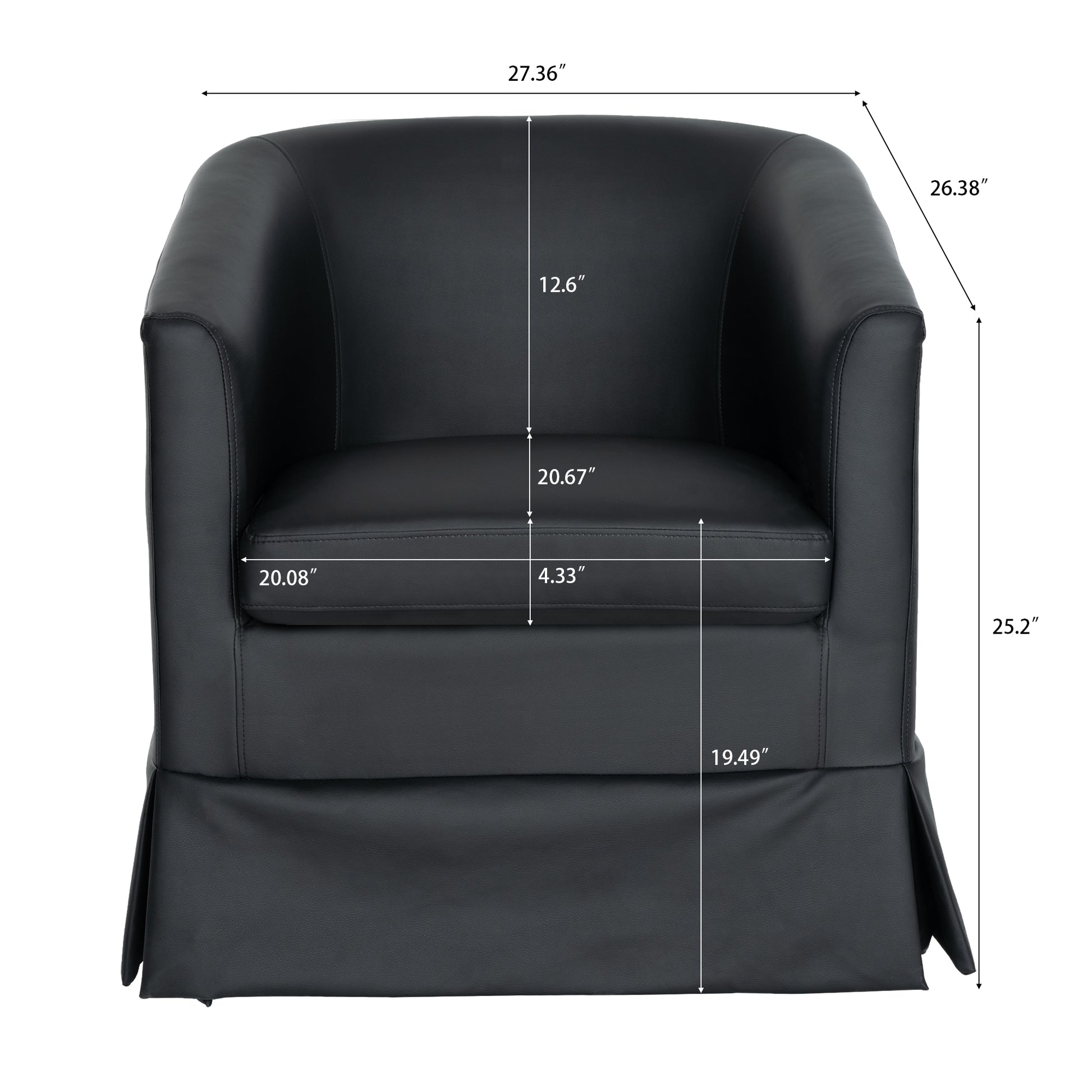27.36" Wide Swivel Chair Black Pu Pu