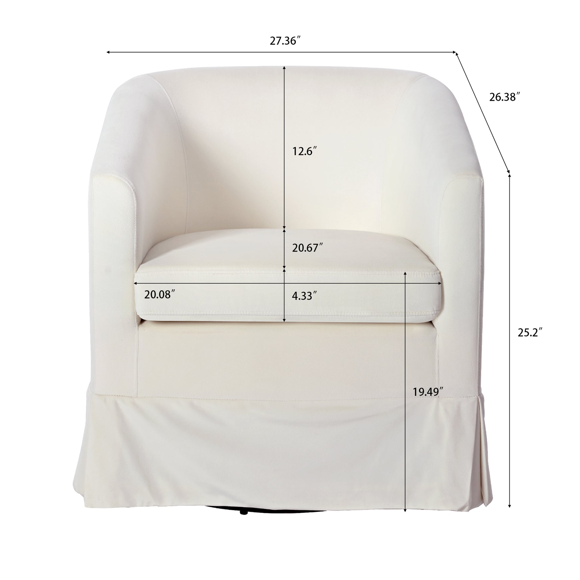 27.36" Wide Swivel Chair White Polyester