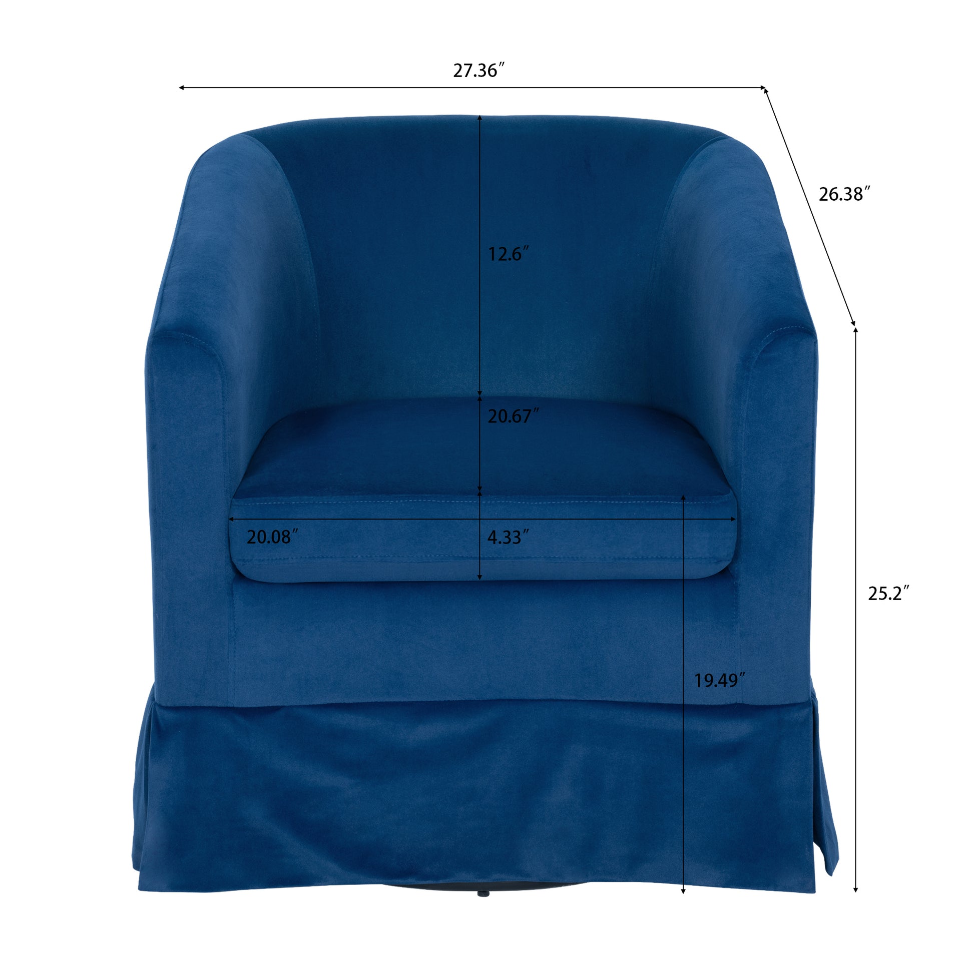 27.36" Wide Swivel Chair Blue Polyester