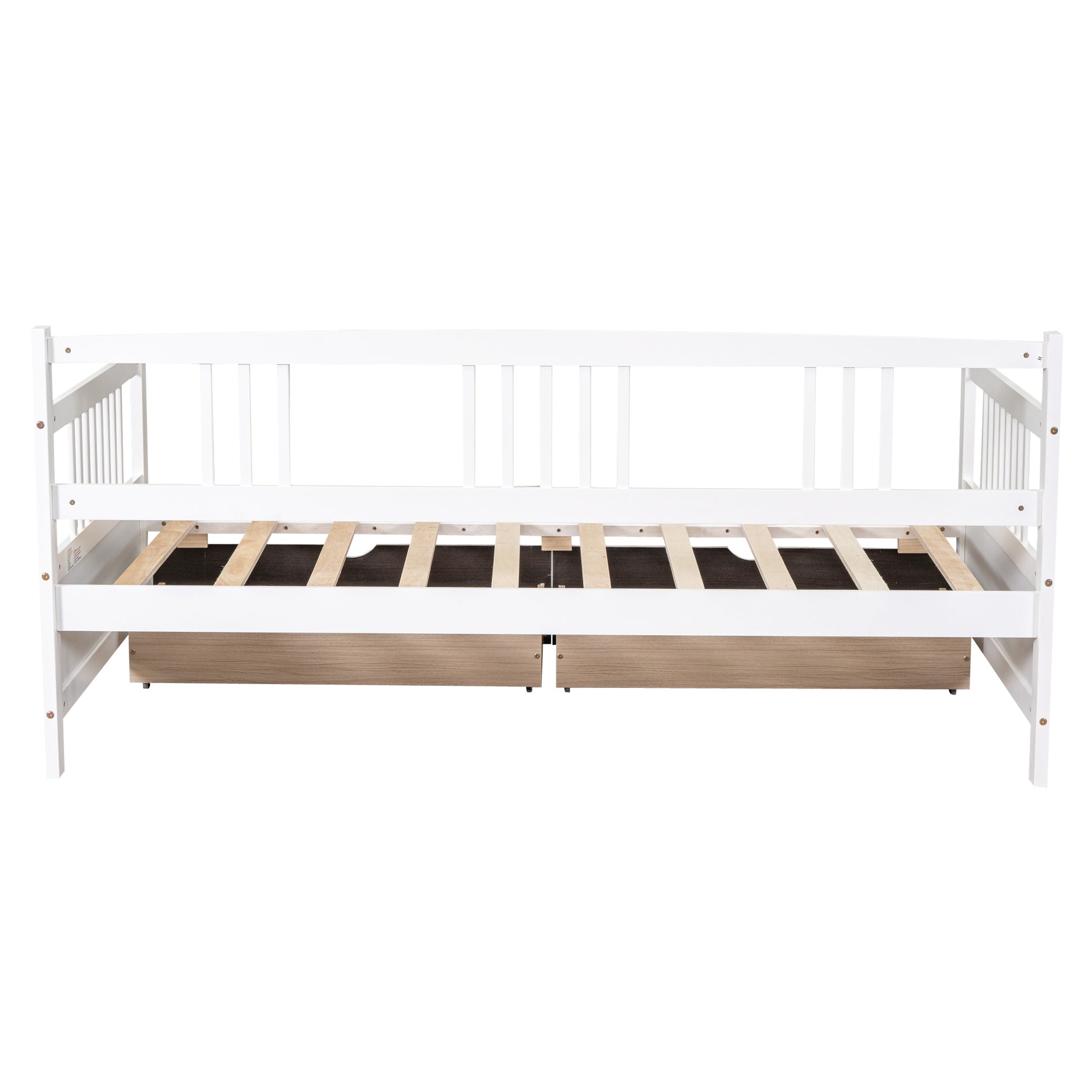 Twin Size Daybed Wood Bed With Two Drawers,White Old Sku:Lp000057Aak White Solid Wood