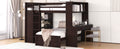 Full Size Loft Bed With A Twin Size Stand Alone Bed, Shelves,Desk,And Wardrobe Espresso Espresso Solid Wood