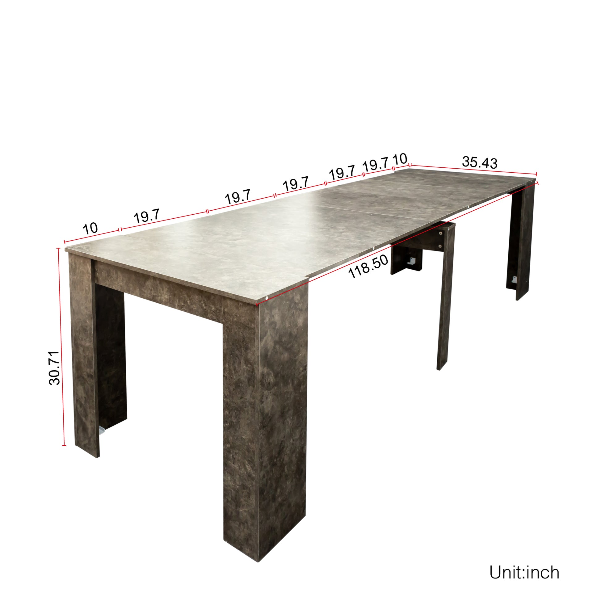 Multifunctional Extendable Console Table Marble Mdf