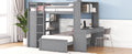Full Size Loft Bed With A Twin Size Stand Alone Bed, Shelves,Desk,And Wardrobe Gray Gray Solid Wood
