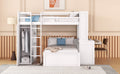 Full Size Loft Bed With A Twin Size Stand Alone Bed, Shelves,Desk,And Wardrobe White White Solid Wood