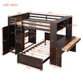 Full Size Loft Bed With A Twin Size Stand Alone Bed, Shelves,Desk,And Wardrobe Espresso Espresso Solid Wood