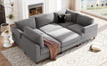 Modular Sectional Sofa With Ottoman L Shaped Corner Sectional For Living Room, Office, Spacious Space Same Sku: Wy000336Aae Gray Polyester Wood Primary Living Space Polyester 6 Seat