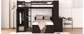 Full Size Loft Bed With A Twin Size Stand Alone Bed, Shelves,Desk,And Wardrobe Espresso Espresso Solid Wood