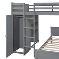 Full Size Loft Bed With A Twin Size Stand Alone Bed, Shelves,Desk,And Wardrobe Gray Gray Solid Wood