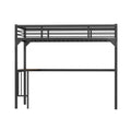 Twin Metal Loft Bed With Desk, Ladder And Guardrails,Bookdesk Under Bedblack Black Metal