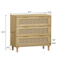 3 Drawers Rattan Storage Cabinet Rattan Drawer Set Of 2 ,For Bedroom,Living Room,Dining Room,Hallways,Oak Oak Primary Living Space Mdf
