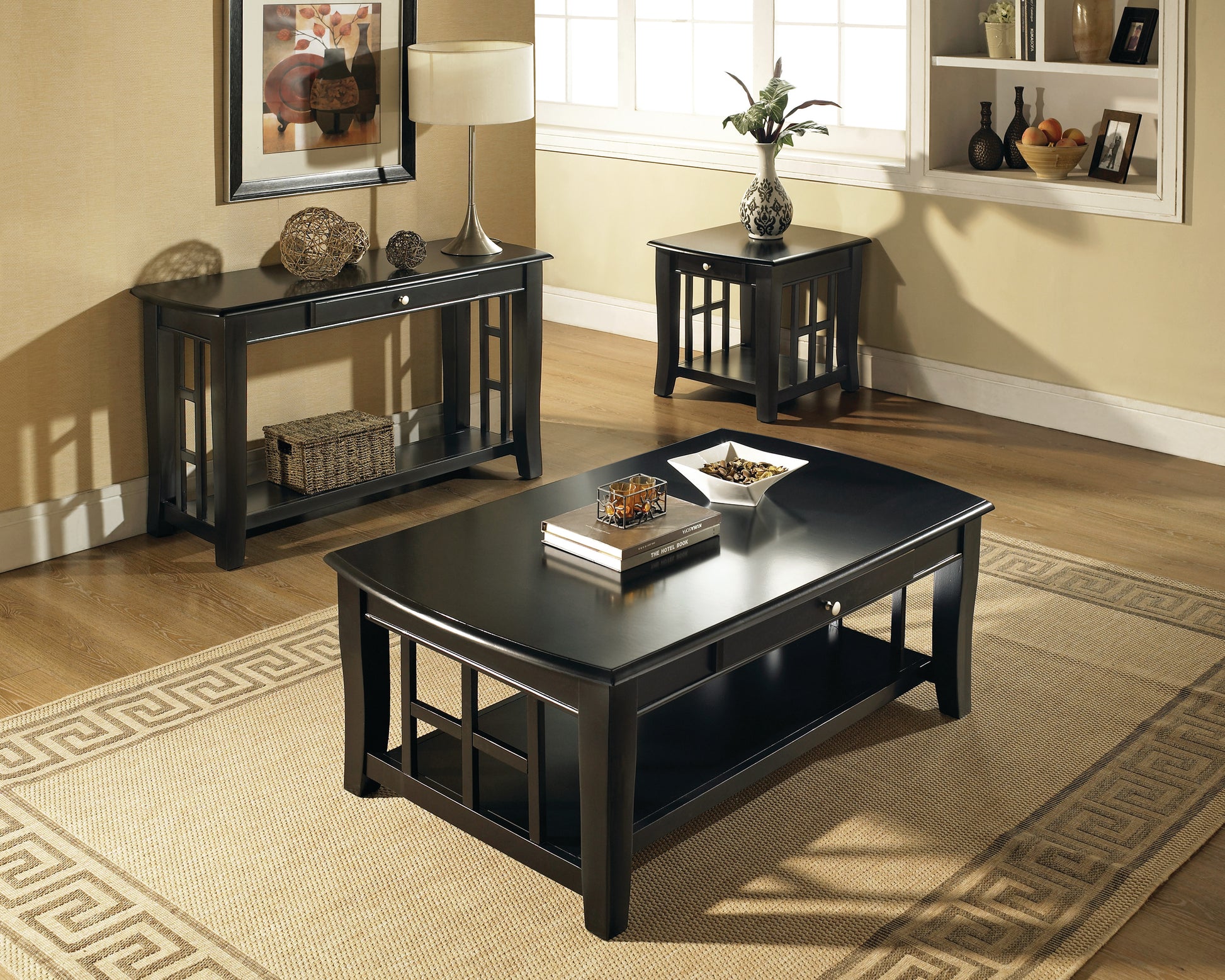 Cassidy Sofa Table Ebony Solid Wood Mdf