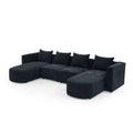 U Shape Sectional Sofa Including Two Single Seats And Two Chaises, Modular Sofa, Diy Combination, Loop Yarn Fabric, Black Black Wood Medium Soft Tight Back Eucalyptus Square Arms Polyester 5 Seat