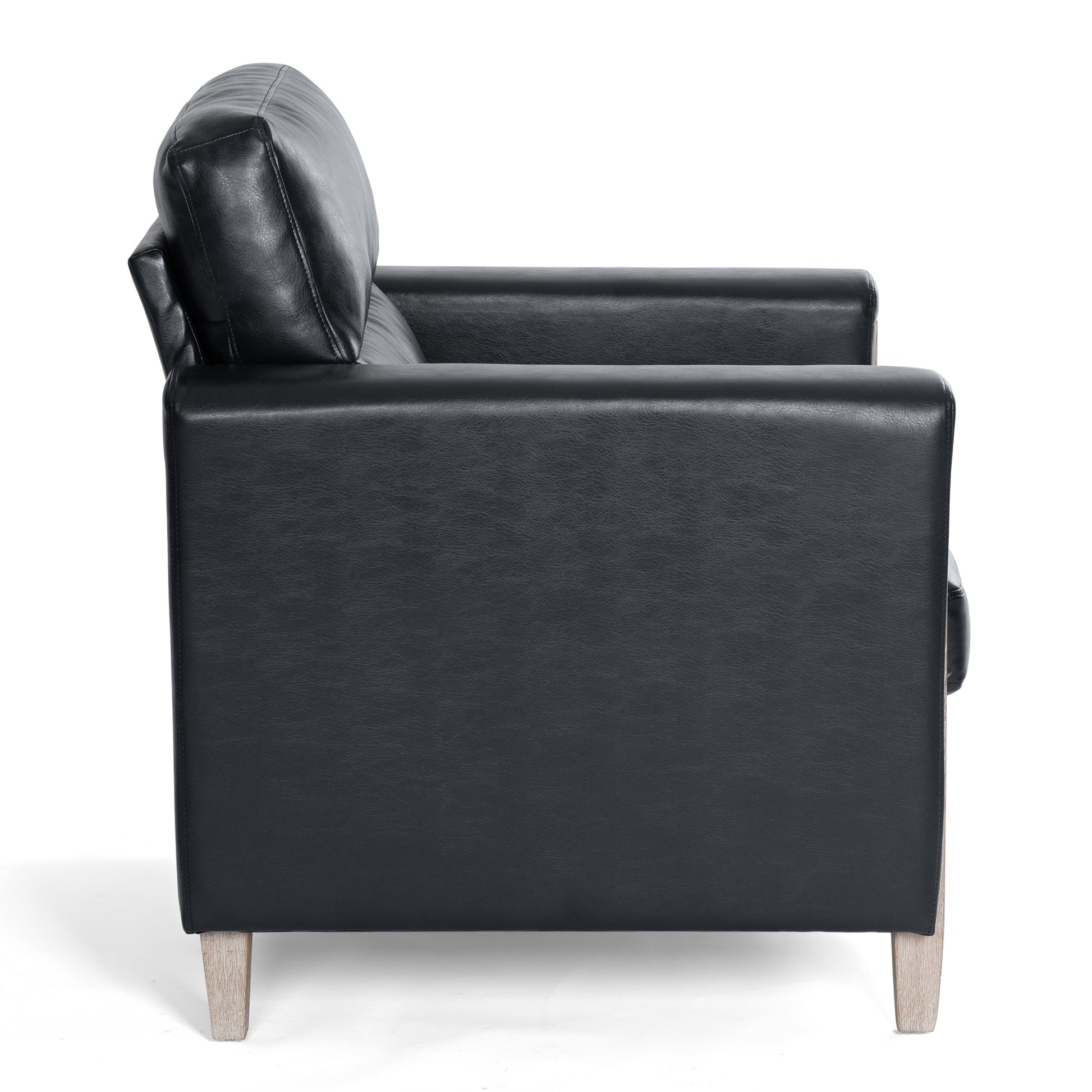 1 Seater Sofa For Living Room Black Pu Pu