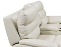 Modern Dual Power Reclining Sofa Power Footrest, Articulating Power Headrest Top Grain Leather, Horizontal Channeled Back, Usb Ports Ivory Foam Leather
