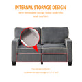Living Room Sofa Loveseat With Storage Dark Grey Corduroy Dark Grey Foam Corduroy
