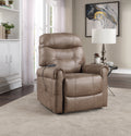 Classic Rolled Arm Power Lift Chair Recliner Heat, Adjustable Massage Plush Seating, High Grade Polyester Fabric Camel Foam Fabric