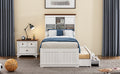 2 Pieces Wooden Captain Bedroom Set Twin Bed With Trundle And Nightstand,White Walnut White Walnut Wood