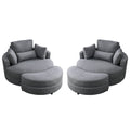 Video Welike Swivel Accent Barrel Modern Dark Grey Sofa Lounge Club Big Round Chair With Storage Ottoman Linen Fabric For Living Room Hotel With Pillows,2Pcs. Dark Grey Foam Fabric