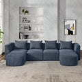 U Shape Sectional Sofa Including Two Single Seats And Two Chaises, Modular Sofa, Diy Combination, Loop Yarn Fabric, Navy Navy Wood Medium Soft Tight Back Eucalyptus Square Arms Polyester 4 Seat