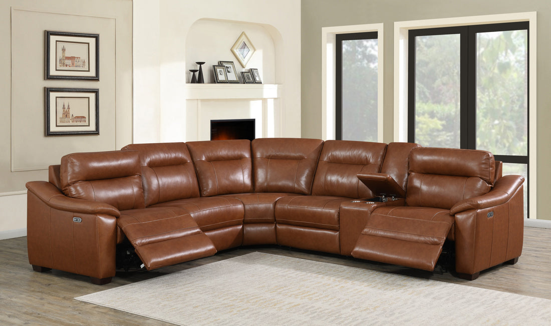 Leather Sectional Collection Whiskey Coach Top Grain Leather Style And Spacious Seating Brown Light Duty Foam Leather 6 Seat