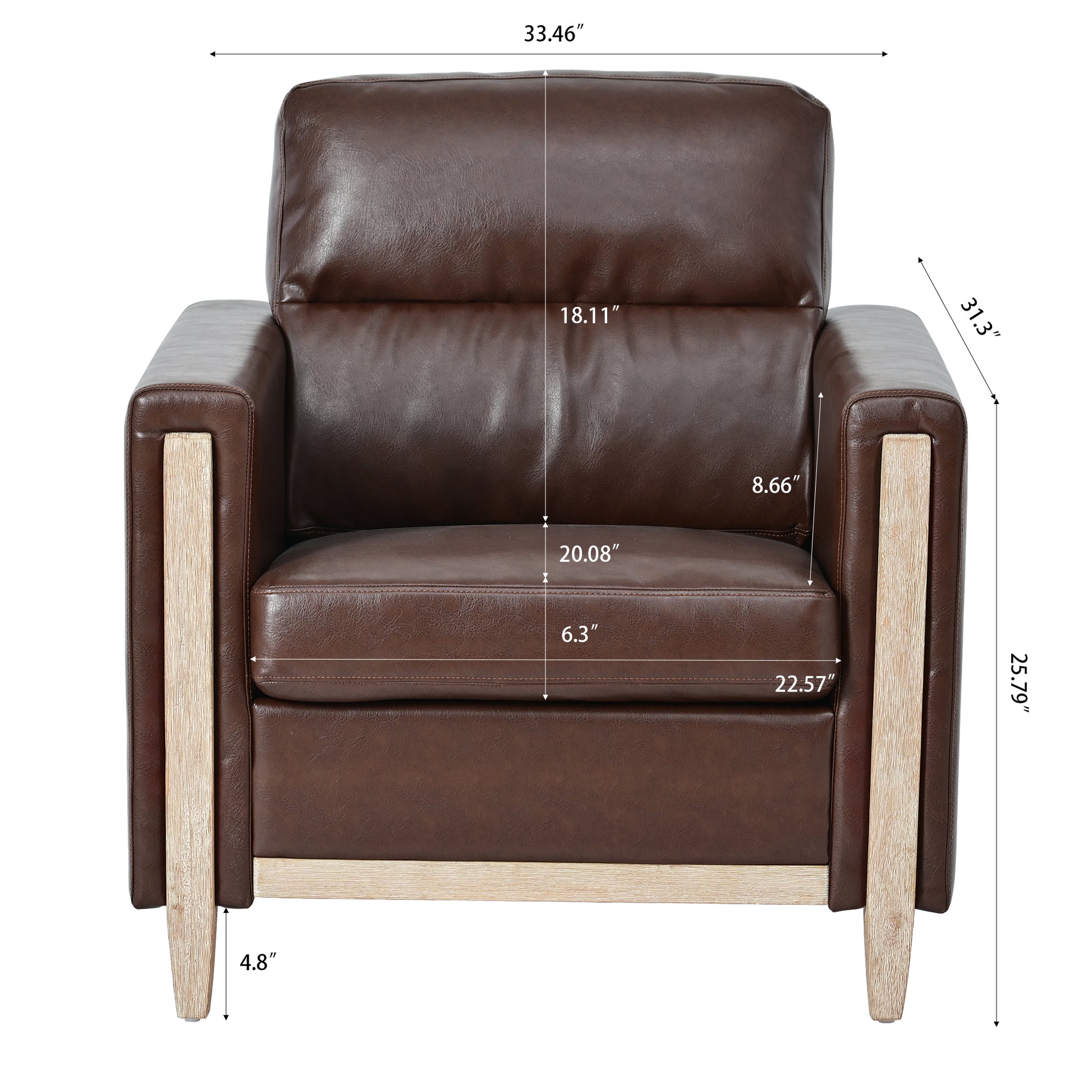 1 Seater Sofa For Living Room Brown Pu Pu