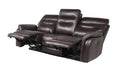Top Grain Leather Motion Sofa In Coffee Contemporary Style, Reclining Footrests, Usb Port Coffee Foam Leather 3 Seat