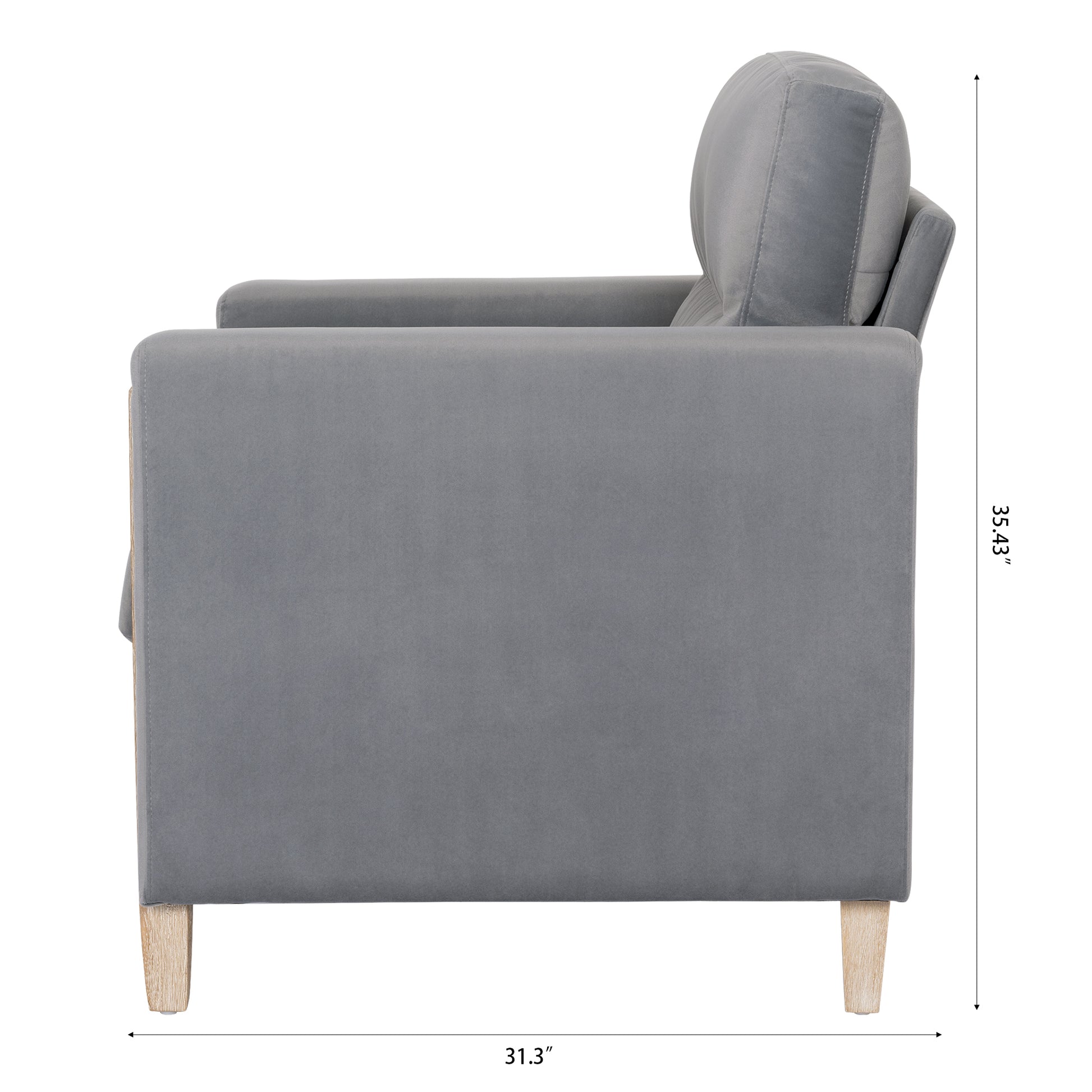 1 Seater Sofa For Living Room Gray Fabric Fabric
