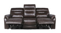 Top Grain Leather Motion Sofa In Coffee Contemporary Style, Reclining Footrests, Usb Port Coffee Foam Leather 3 Seat