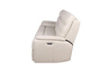Modern Dual Power Reclining Sofa Power Footrest, Articulating Power Headrest Top Grain Leather, Horizontal Channeled Back, Usb Ports Ivory Foam Leather