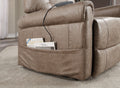 Classic Rolled Arm Power Lift Chair Recliner Heat, Adjustable Massage Plush Seating, High Grade Polyester Fabric Camel Foam Fabric