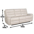Modern Dual Power Reclining Sofa Power Footrest, Articulating Power Headrest Top Grain Leather, Horizontal Channeled Back, Usb Ports Ivory Foam Leather
