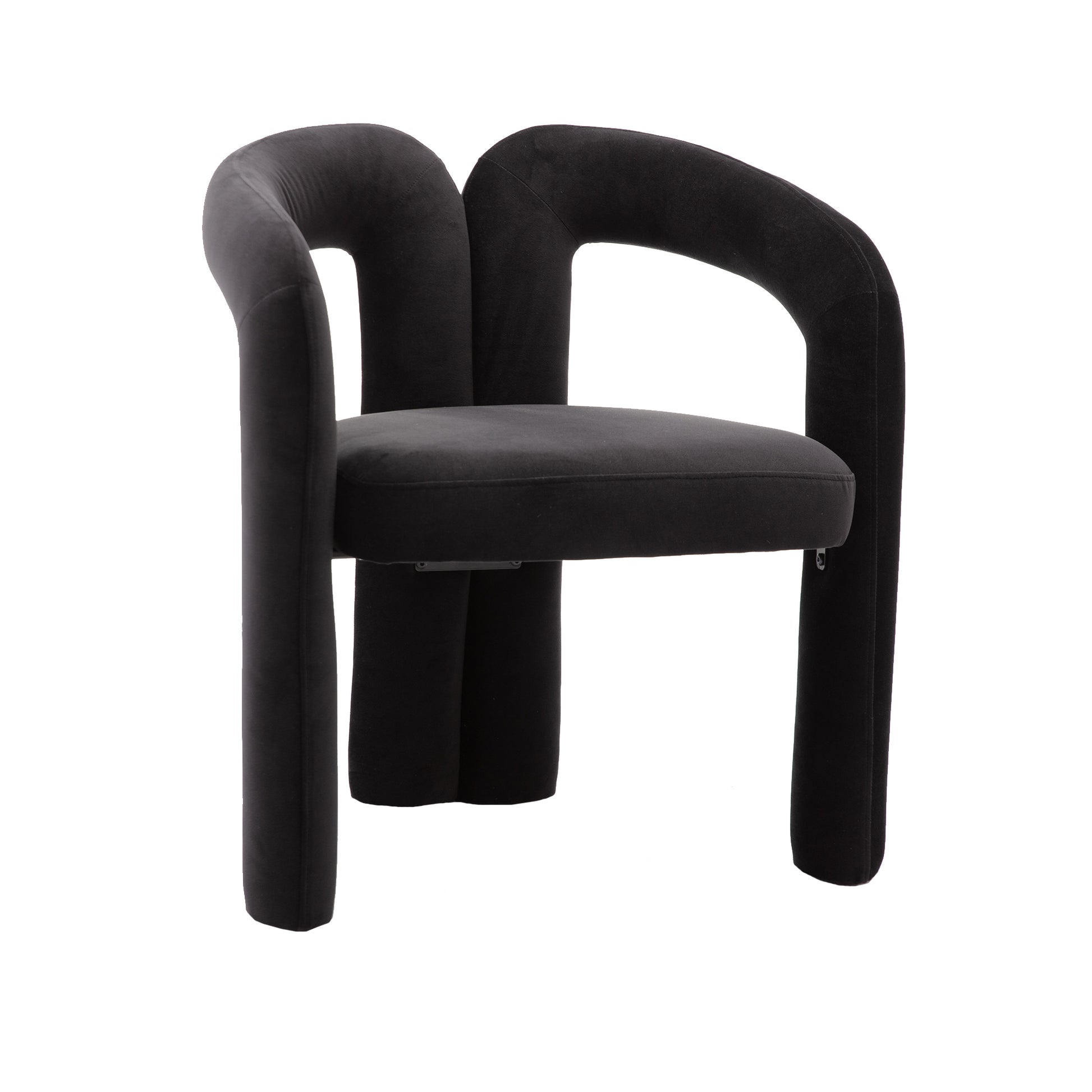 Coolmore Contemporary Designed Velvet Fabric Upholstered Accent Dining Chair Barrel Side Chairs Kitchen Armchair For Living Room Set Of 2 Black Velvet Black Foam Velvet