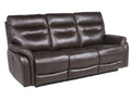 Top Grain Leather Motion Sofa In Coffee Contemporary Style, Reclining Footrests, Usb Port Coffee Foam Leather 3 Seat