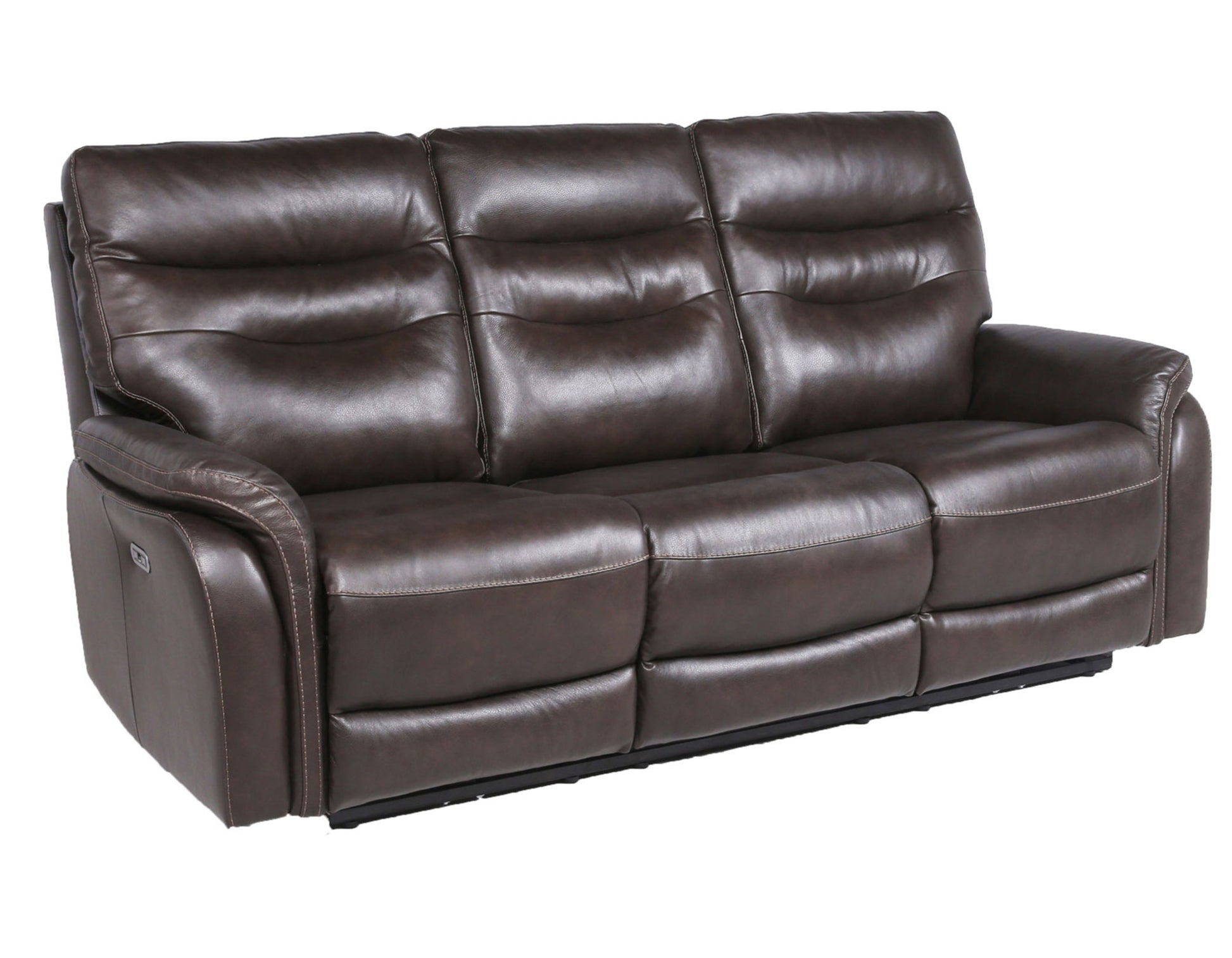 Top Grain Leather Motion Sofa In Coffee Contemporary Style, Reclining Footrests, Usb Port Coffee Foam Leather 3 Seat
