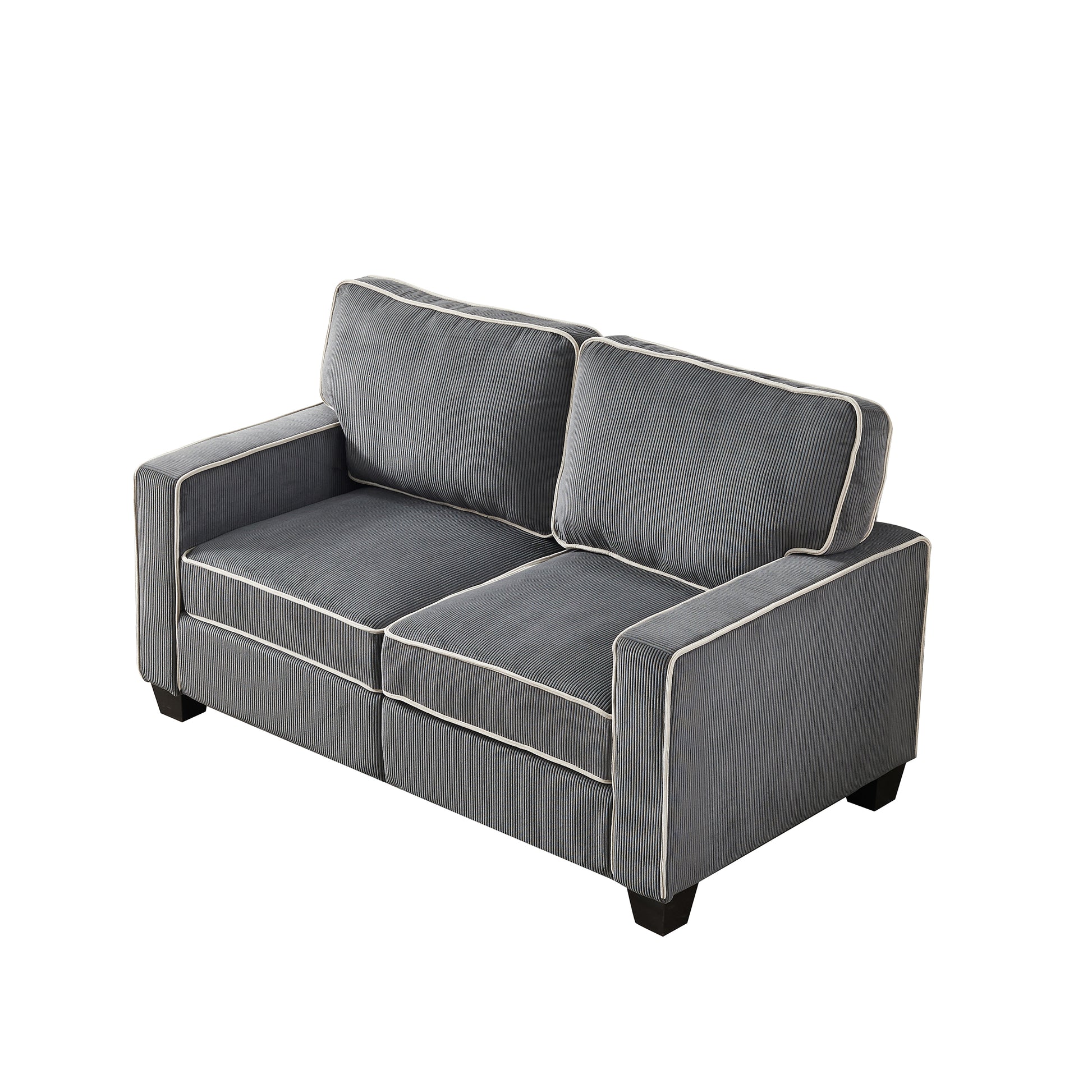 Living Room Sofa Loveseat With Storage Dark Grey Corduroy Dark Grey Foam Corduroy
