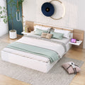 Queen Size Platform Bed With Headboard, Drawers, Shelves, Usb Ports And Sockets, White White Wood