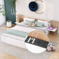 Queen Size Platform Bed With Headboard, Drawers, Shelves, Usb Ports And Sockets, White White Wood