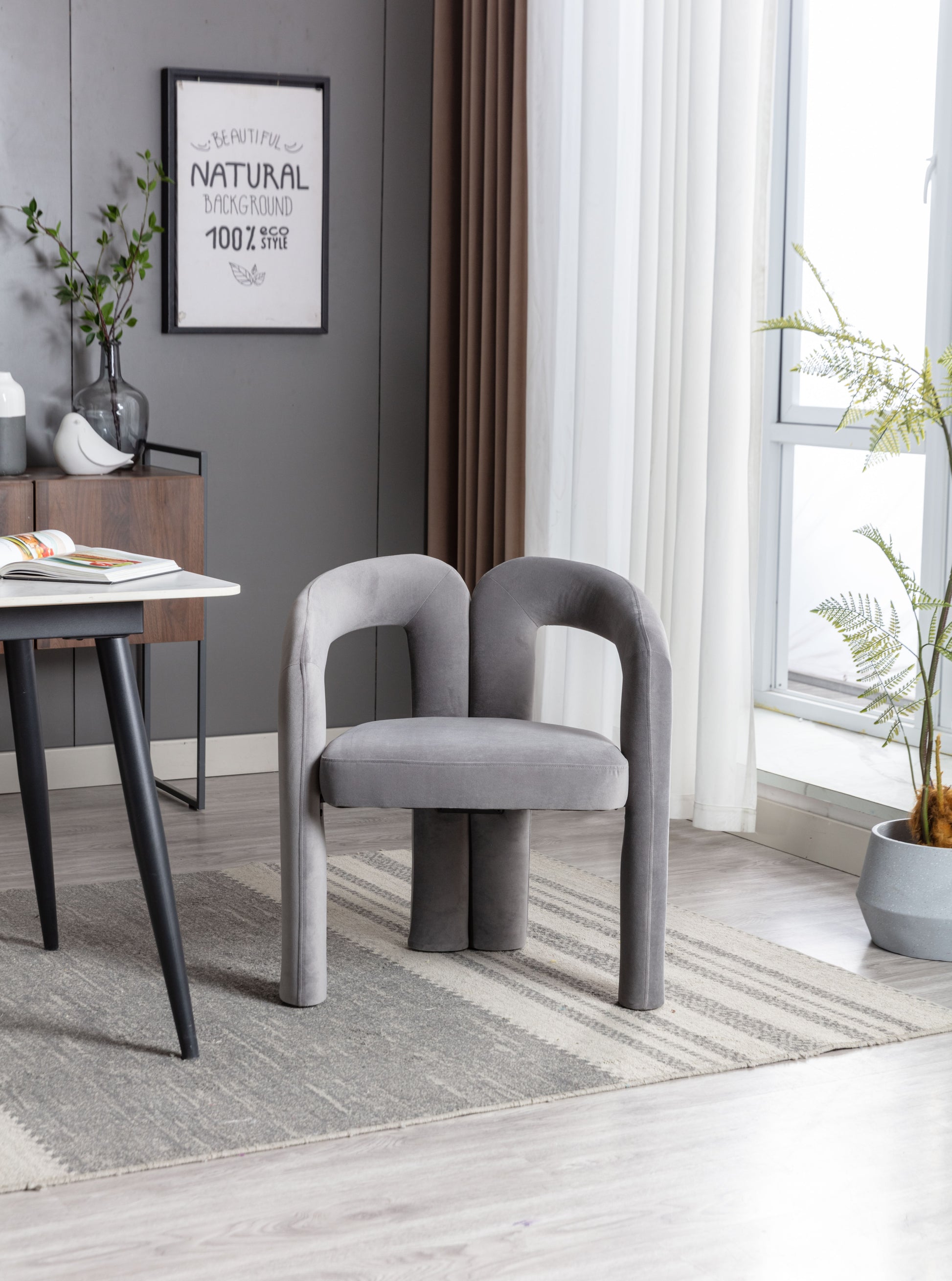 Coolmore Contemporary Designed Velvet Fabric Upholstered Accent Dining Chair Barrel Side Chairs Kitchen Armchair For Living Room Set Of 2 Gray Velvet Gray Foam Velvet