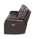 Top Grain Leather Motion Sofa In Coffee Contemporary Style, Reclining Footrests, Usb Port Coffee Foam Leather 3 Seat