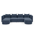 U Shape Sectional Sofa Including Two Single Seats And Two Chaises, Modular Sofa, Diy Combination, Loop Yarn Fabric, Navy Navy Wood Medium Soft Tight Back Eucalyptus Square Arms Polyester 4 Seat
