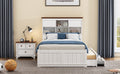 2 Pieces Wooden Captain Bedroom Set Full Bed With Trundle And Nightstand,White Walnut White Walnut Wood