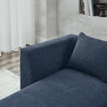 L Shape Sectional Sofa With Right Side Chaise And Ottoman, Modular Sofa, Diy Combination, Loop Yarn Fabric, Navy Navy Polyester Wood Tight Back Eucalyptus Square Arms Polyester 5 Seat