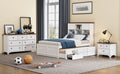 3 Pieces Wooden Captain Bedroom Set Full Bed With Trundle, Nightstand And Dresser, White Walnut White Walnut Wood