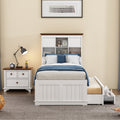 2 Pieces Wooden Captain Bedroom Set Twin Bed With Trundle And Nightstand,White Walnut White Walnut Wood